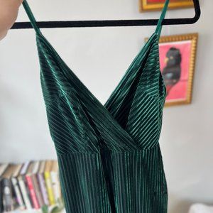 Lush Green Velvet Straight Leg Jumpsuit